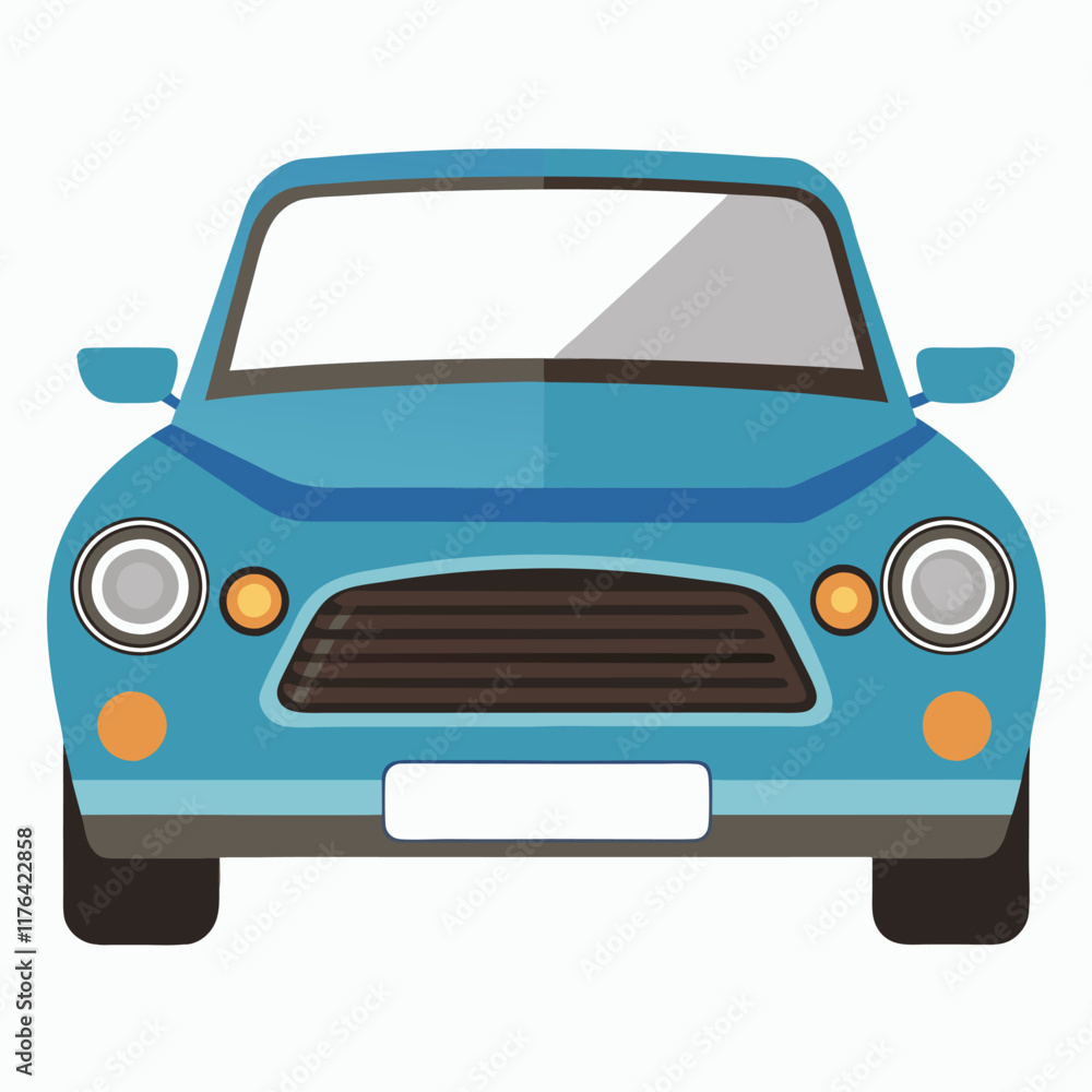 Car front view flat illustration on white background
Car front view flat illustration on white background