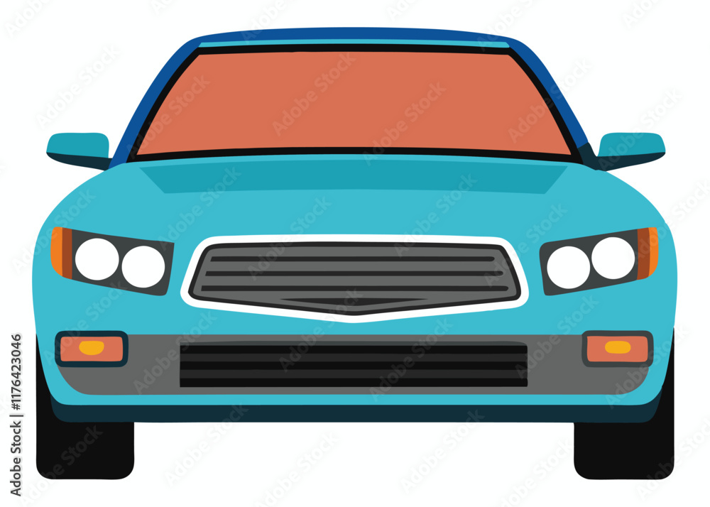 Car front view flat illustration on white background
Car front view flat illustration on white background