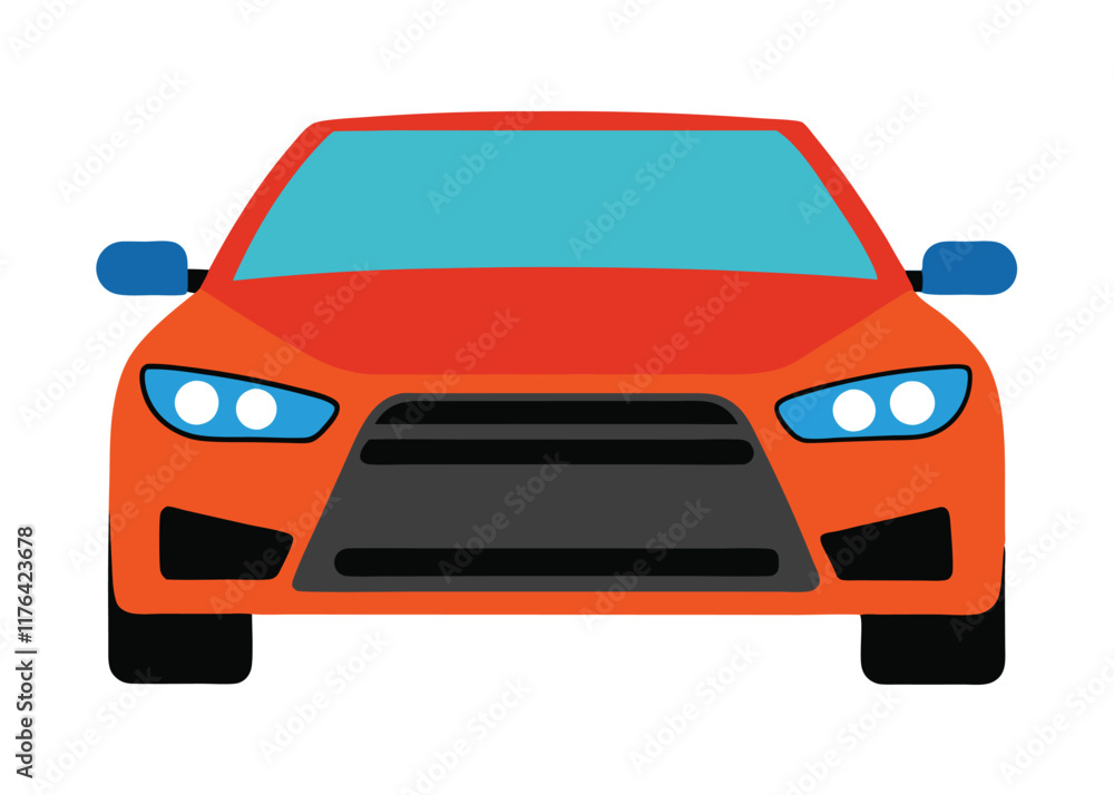 Fototapeta premium Car front view flat illustration on white background