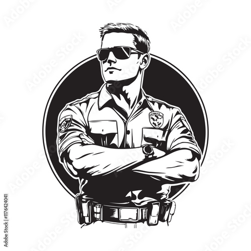 Confident police officer Image vector isolated on white background.