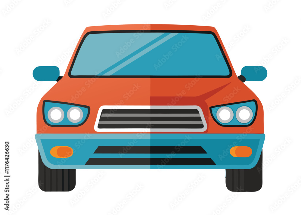 Car front view flat illustration on white background
Car front view flat illustration on white background