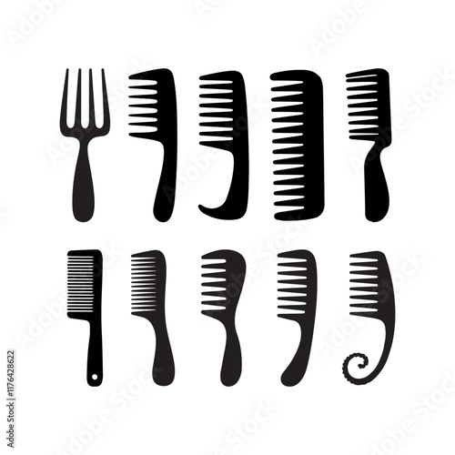 Comb icon collection on white background
