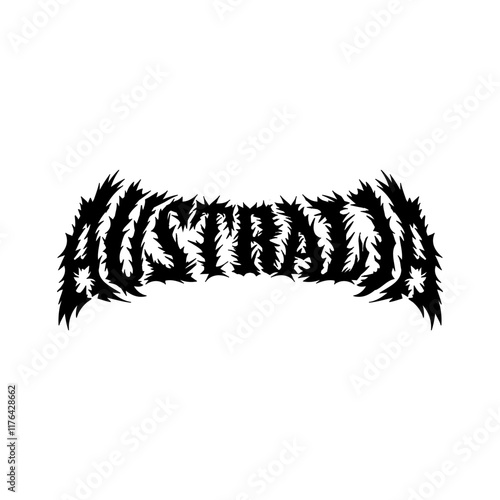 Australia word with death metal font hand drawing vector isolated on background.