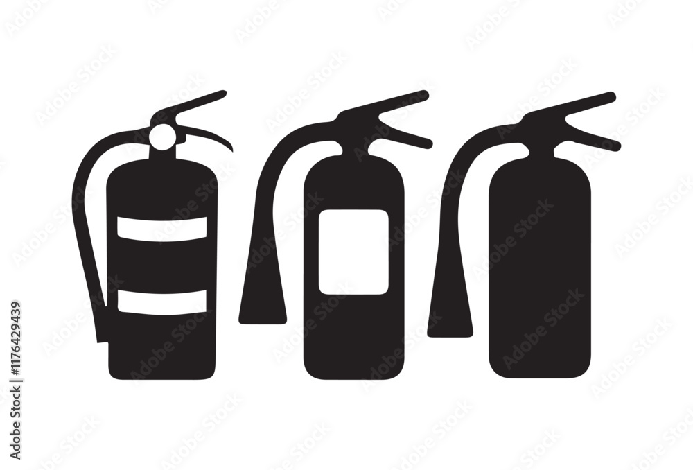 Fire extinguisher icon collection on white background Fire extinguisher icon collection on white background