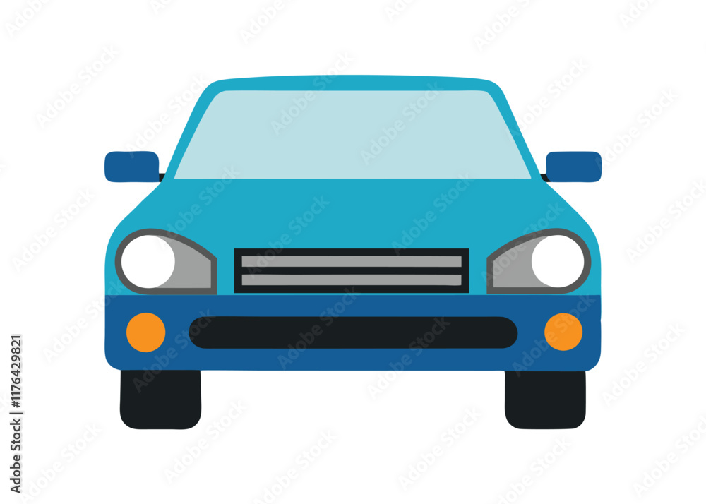 Car front view flat illustration on white background
Car front view flat illustration on white background