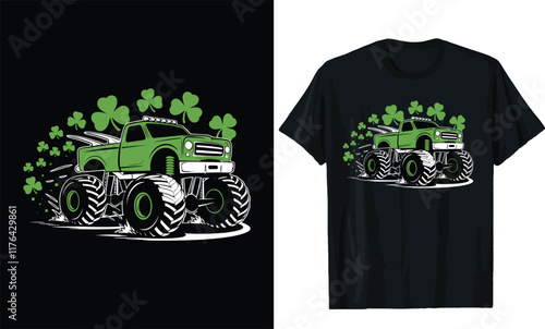 baby monster truck t shirt design. St patricks day t shirt design
