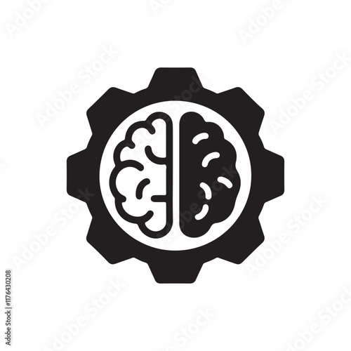 Gear brain icon design on white background