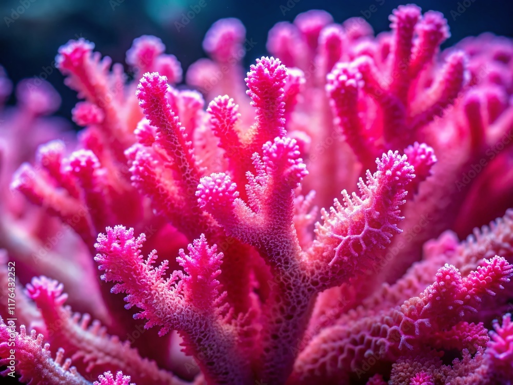 Vibrant Pink Coral Close Up: Delicate Branching Structure, Marine Life, Underwater Photography Vibrant Pink Coral Close Up: Delicate Branching Structure, Marine Life, Underwater Photography