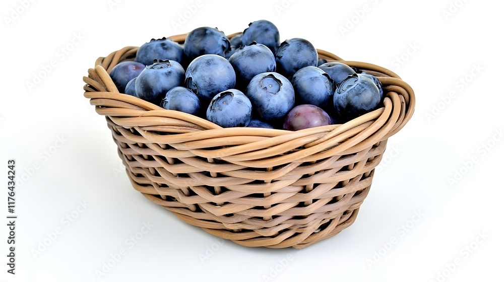 Fresh Blueberries in Wicker Basket Fresh Blueberries in Wicker Basket