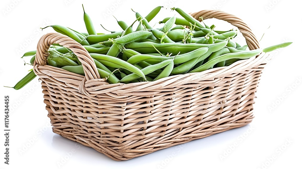 Fresh Green Beans in Wicker Basket  Healthy Harvest