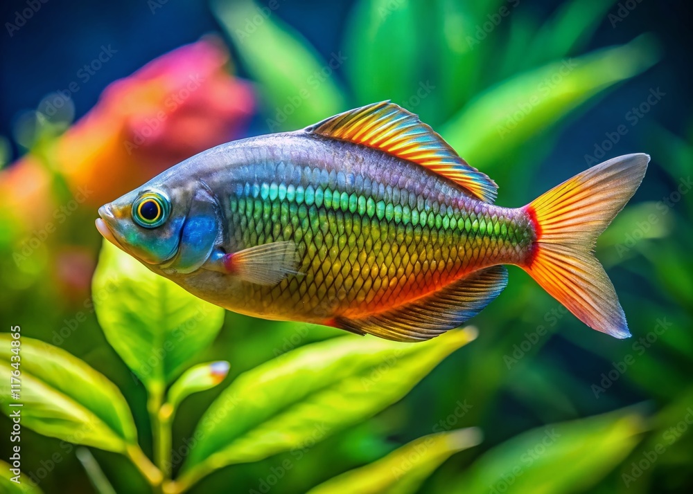 Vibrant Rainbowfish Portrait: Melanotaenia herbertaxelrodi in Aquarium Vibrant Rainbowfish Portrait: Melanotaenia herbertaxelrodi in Aquarium