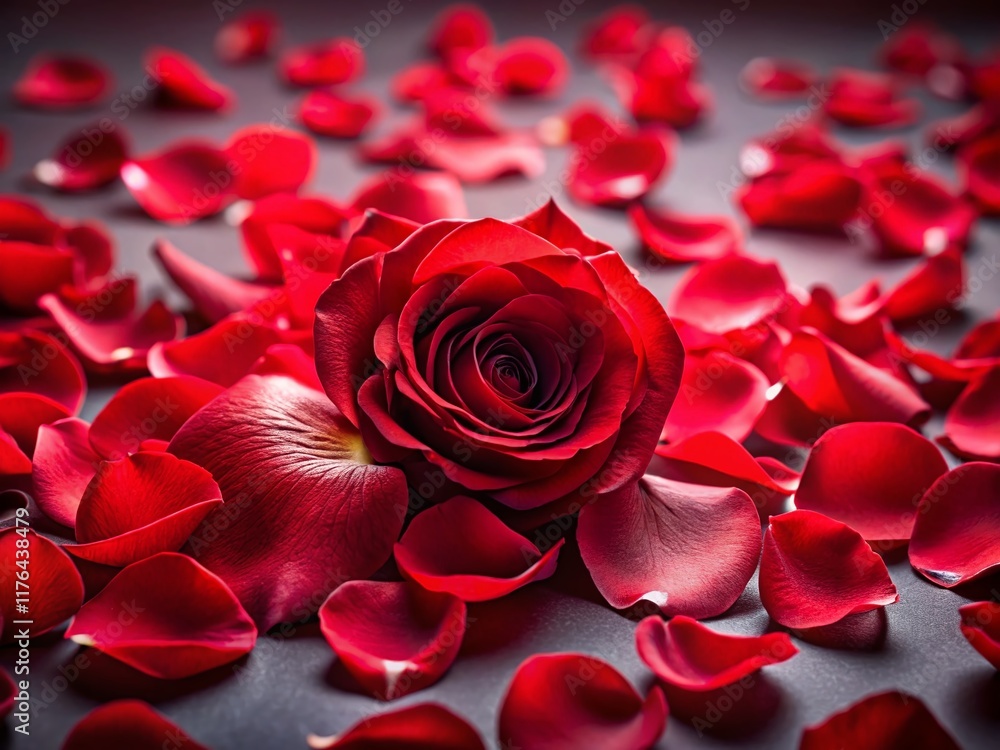 Vibrant Red Rose Petals Scattered, Isolated Background, High-Resolution Stock Photo Vibrant Red Rose Petals Scattered, Isolated Background, High-Resolution Stock Photo