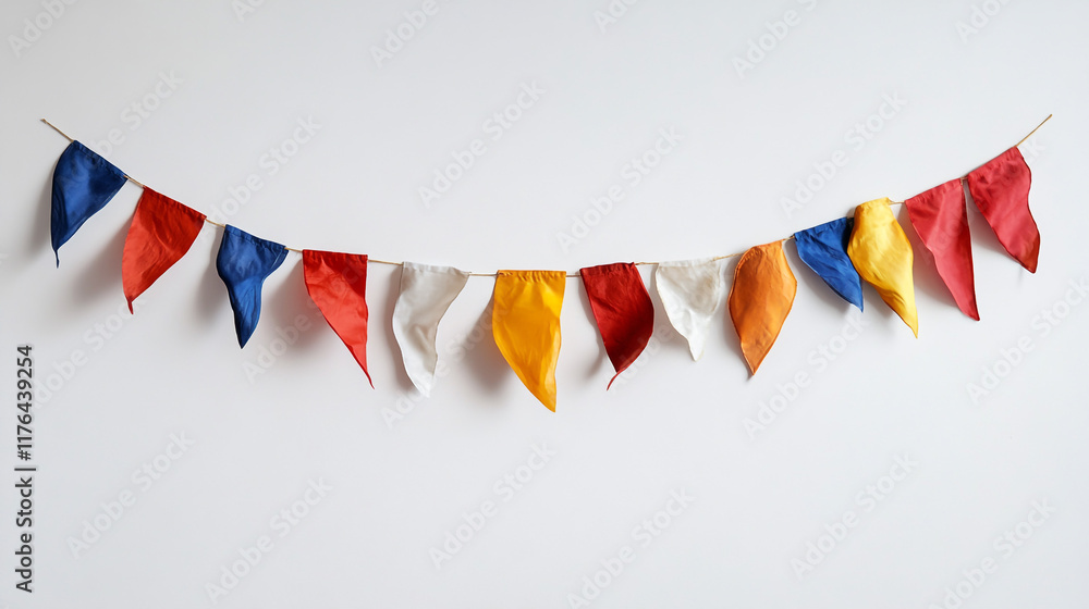 Obraz premium Colorful fabric bunting adds festive atmosphere to indoor celebration space