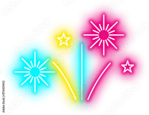 Neon FIreworks Line Style Sign