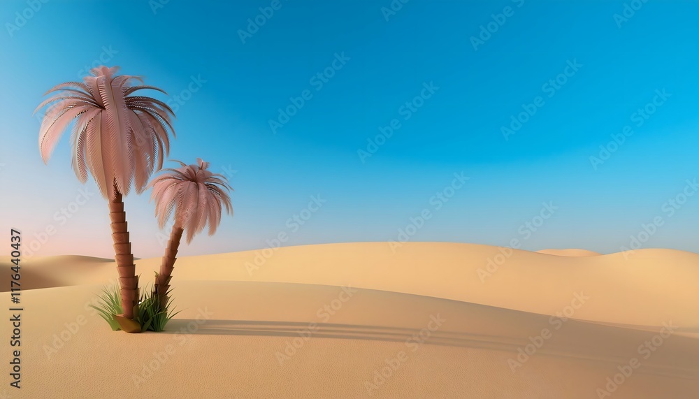 Goal of life, growth and motivation: Desert oasis with growing palm trees, survival and motivation. Goal of life, growth and motivation: Desert oasis with growing palm trees, survival and motivation.