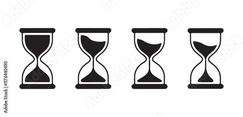 A collection of hourglass on white background