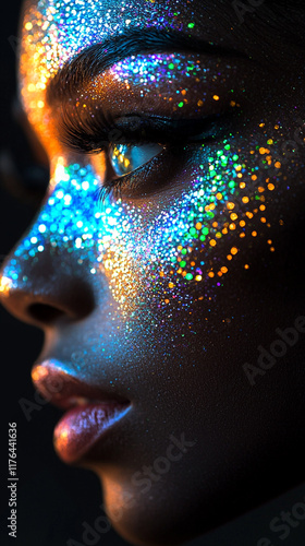 Glittery Makeup  Face  Sparkle  Beauty  Model  Closeup