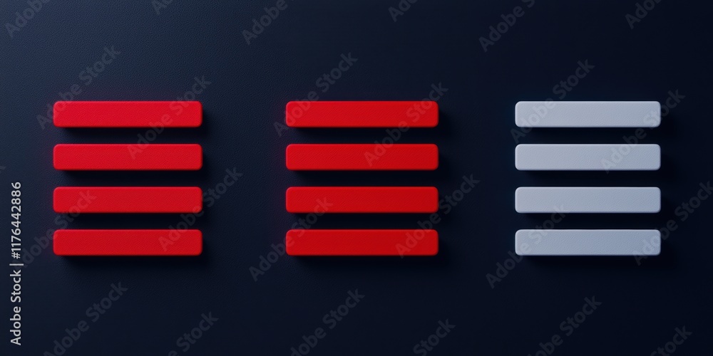 Obraz premium Abstract Red and White Horizontal Bars on Dark Background