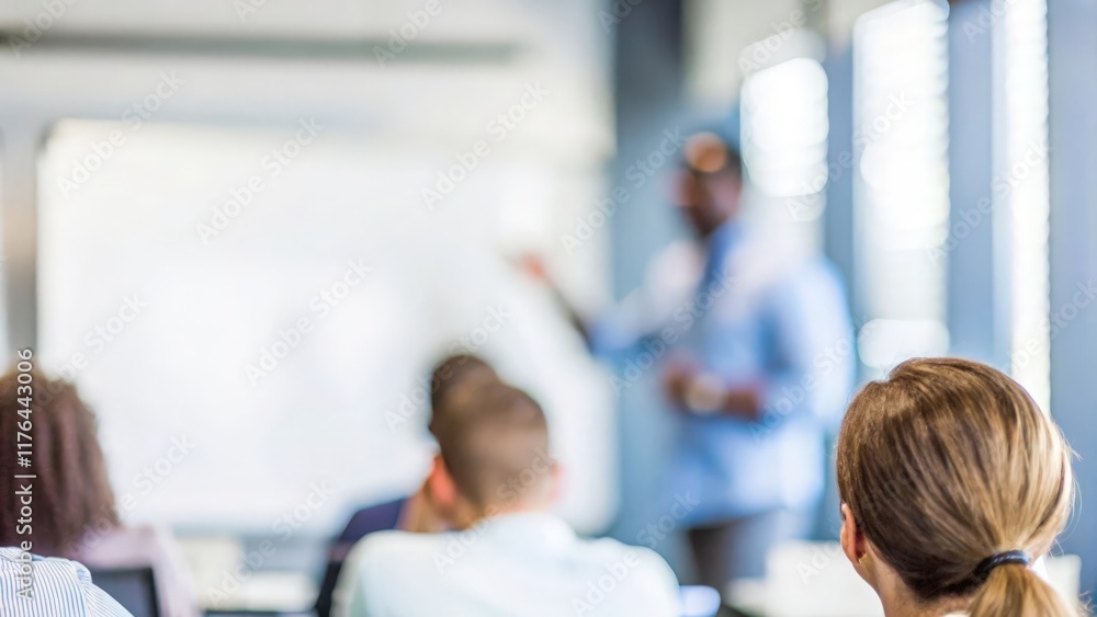 Teacher and Student Blur: A teacher guiding a student with blurred classroom surroundings
Teacher and Student Blur: A teacher guiding a student with blurred classroom surroundings