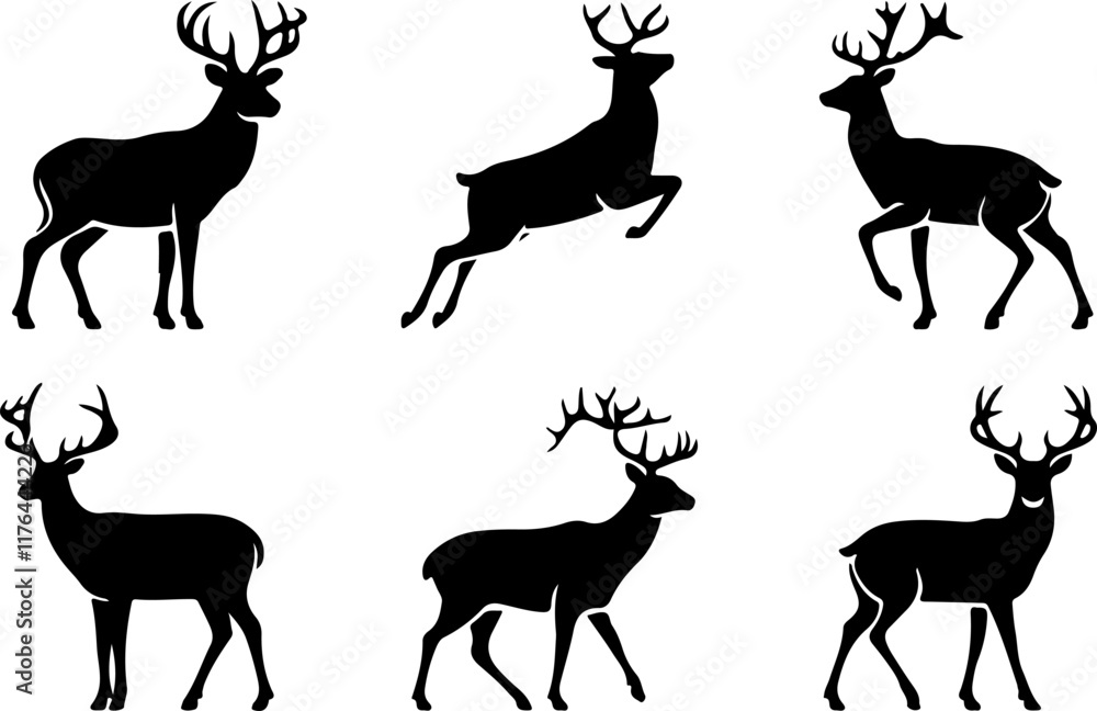 Fototapeta premium set of deer silhouettes