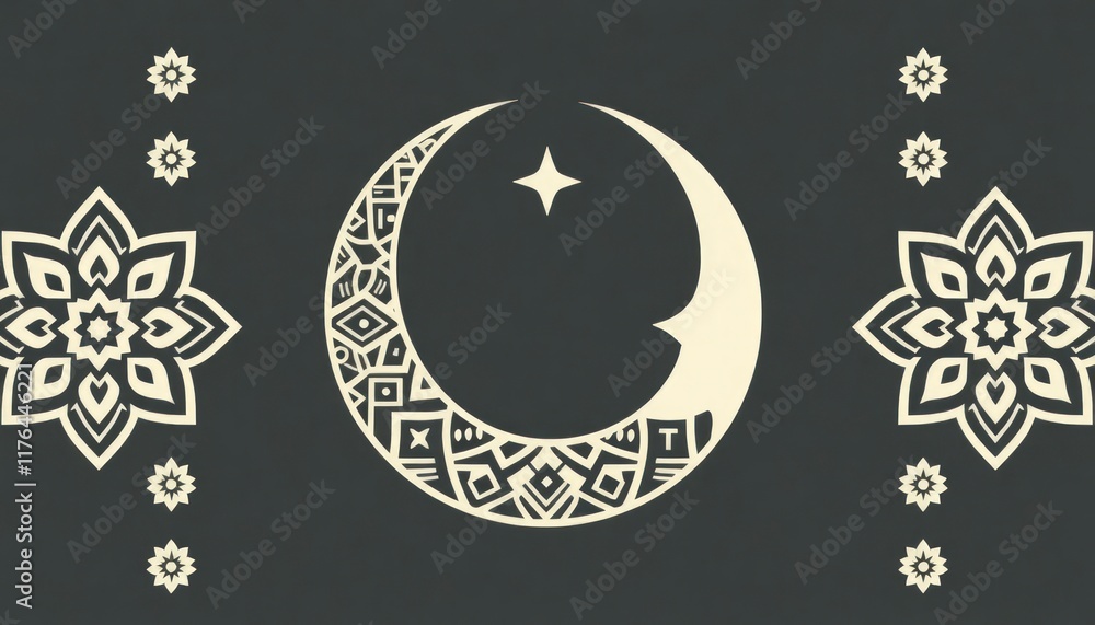 Crescent moon is gracefully curved, symbolizing tranquility and spirituality, while the intricate star design adds depth and reflects traditional Islamic art. Perfect any project. Crescent moon is gracefully curved, symbolizing tranquility and spirituality, while the intricate star design adds depth and reflects traditional Islamic art. Perfect any project.