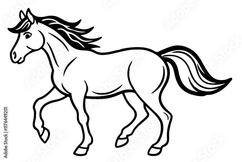 Mustang horse isolated vector silhouette illustration on white background