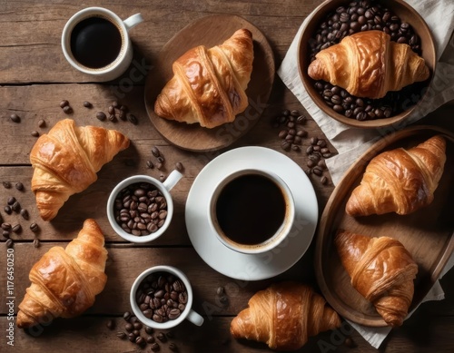 Wallpaper Mural Delicious Croissants and Coffee: A Perfect Breakfast Setup Torontodigital.ca