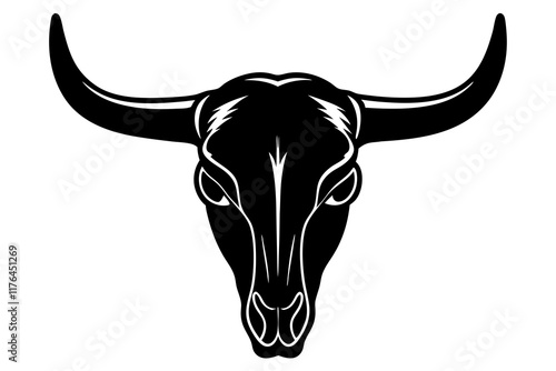 Bull skull isolated vector silhouette illustration on white background