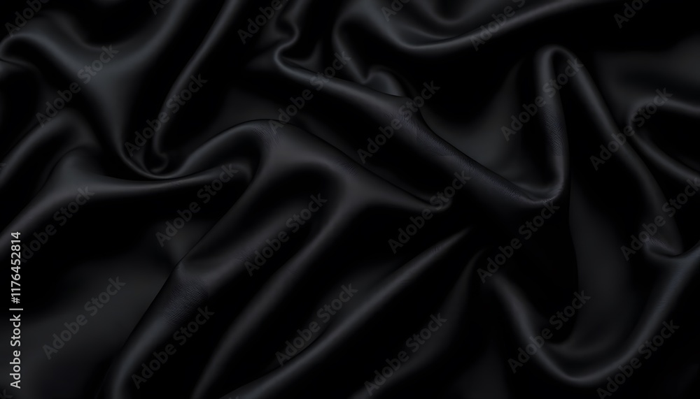 Dark Elegance: Abstract Texture of Luxurious Black Silk Fabric Dark Elegance: Abstract Texture of Luxurious Black Silk Fabric