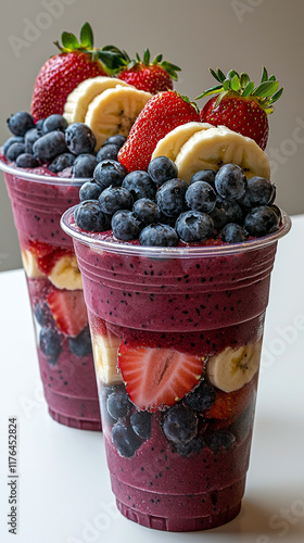 Delicious Acai Bowl with Strawberries  Blueberries   Banana