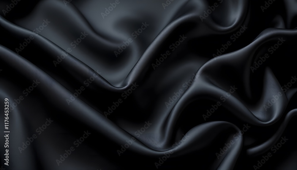 Obraz premium Dark Elegance: Abstract Close-Up of Black Silk Fabric