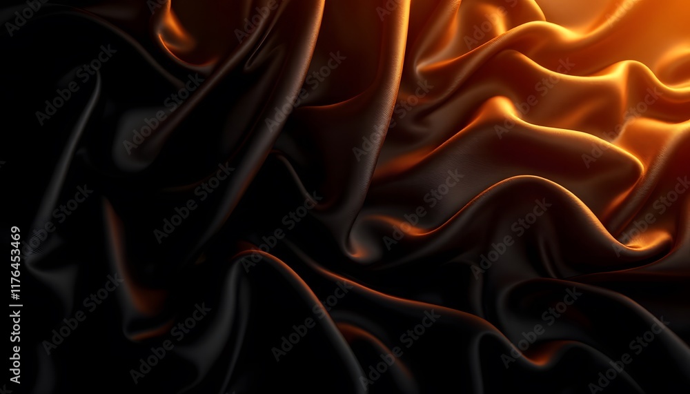 Obraz premium Luxurious Black Silk Drapery with Warm Golden Highlights