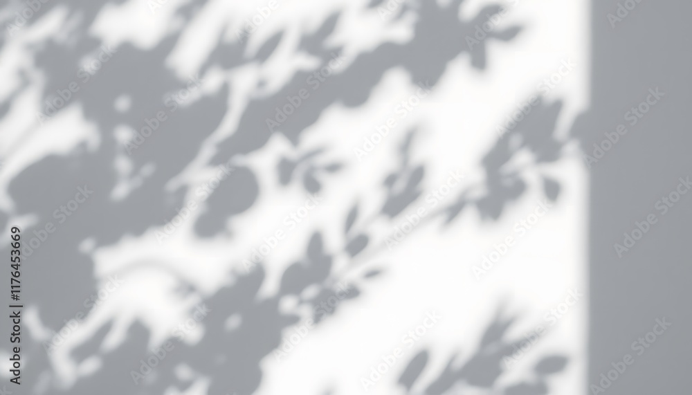 Obraz premium Abstract Shadow Play: Greyscale Leaves on a Wall