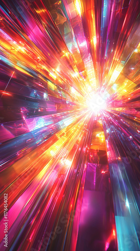 Vibrant Light Burst  Abstract Colorful Rays Background