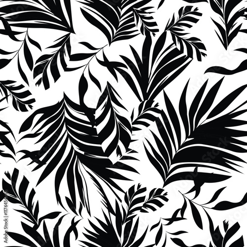 seamless leaves pattern on white  background 