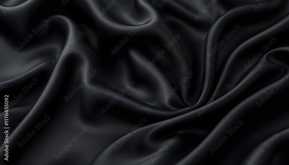 Elegant Black Satin Drapery: A Study in Smoothness and Shadow Elegant Black Satin Drapery: A Study in Smoothness and Shadow