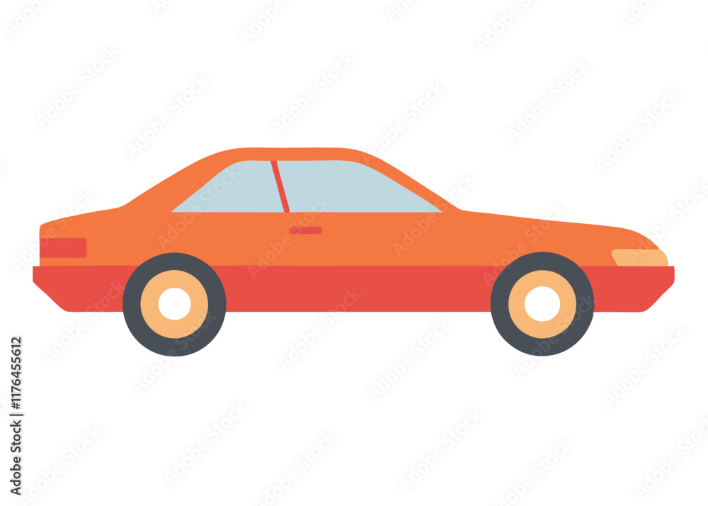 Fototapeta premium Car side view flat illustration on white background 