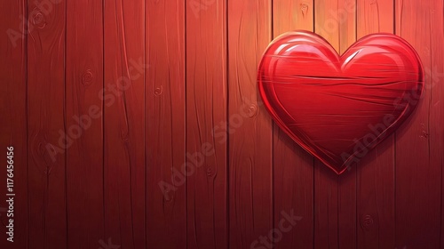 Red Wooden Heart on Rustic Background for Valentine's Day Concept of Love and Affection Celebrating Relationships and Emotions in Stylish Design