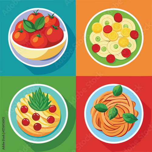 Pasta Food Vector set Illustration - Delicious Italian Cuisine Design