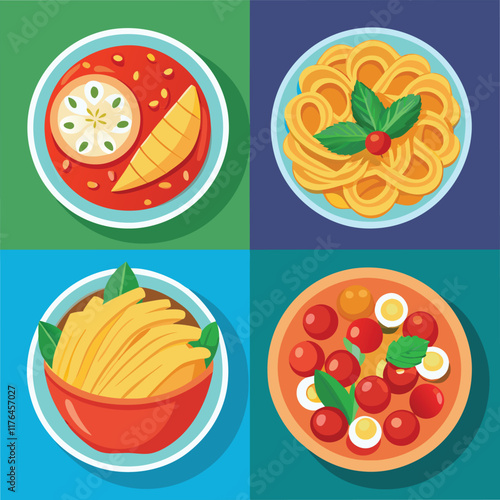 Pasta Food Vector set Illustration - Delicious Italian Cuisine Design