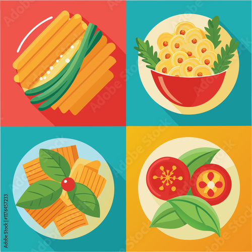Pasta Food Vector set Illustration - Delicious Italian Cuisine Design