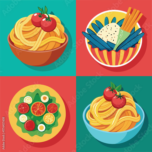 Pasta Food Vector set Illustration - Delicious Italian Cuisine Design
