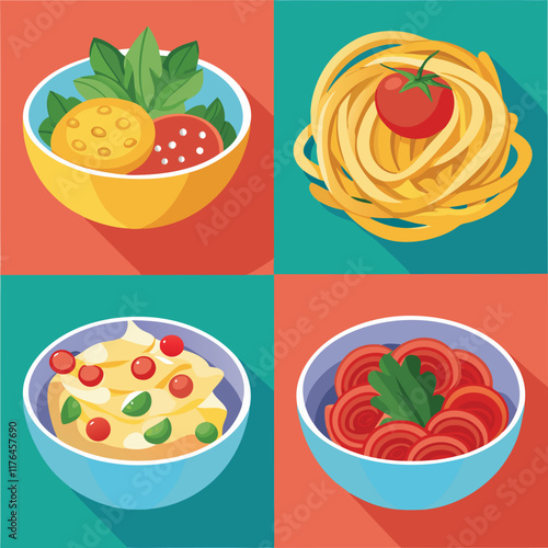 Pasta Food Vector set Illustration - Delicious Italian Cuisine Design