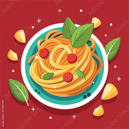 Pasta Food Vector Illustration - Delicious Italian Cuisine Design