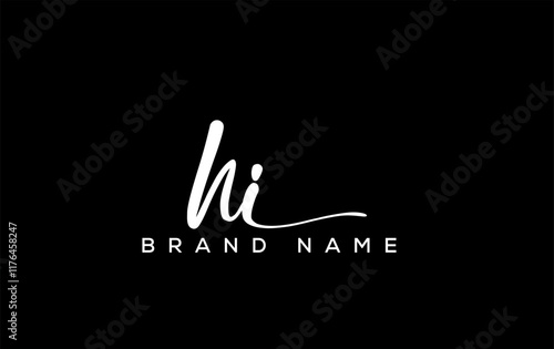 HI letter beauty handwriting vector logo.