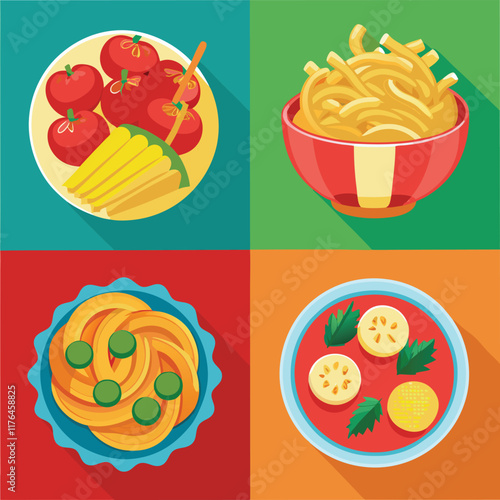 Pasta Food Vector set Illustration - Delicious Italian Cuisine Design