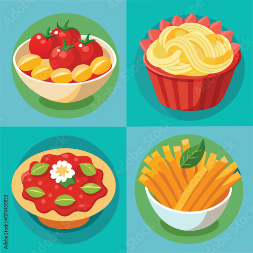 Pasta Food Vector set Illustration - Delicious Italian Cuisine Design