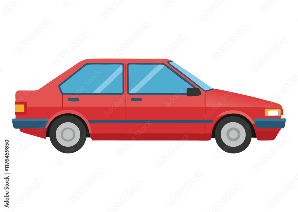 Fototapeta premium Car side view flat illustration on white background