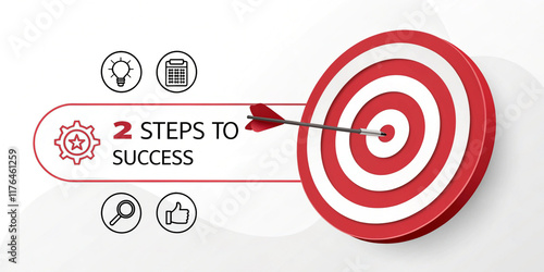 Red Target with Two Elements for Text and Icons in Infographic