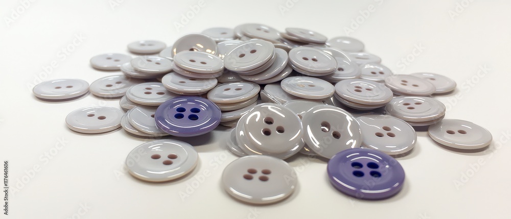Pile of Shiny Grey and Purple Sewing Buttons Pile of Shiny Grey and Purple Sewing Buttons